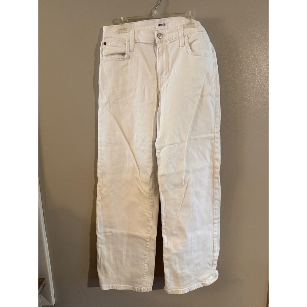 Hudson Rosalie Wide Leg Jeans White High Rise Denim Pants